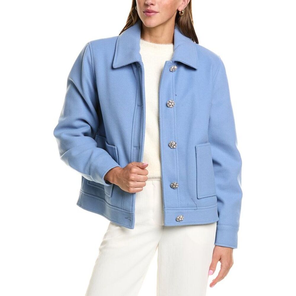Cece Womens  Jewel Buttons Short Jacket, Blue